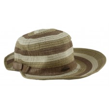 Cappelli Mujers Ladies Beige Gold Striped Wide Brim Summer Sun Hat One Size  eb-33927547